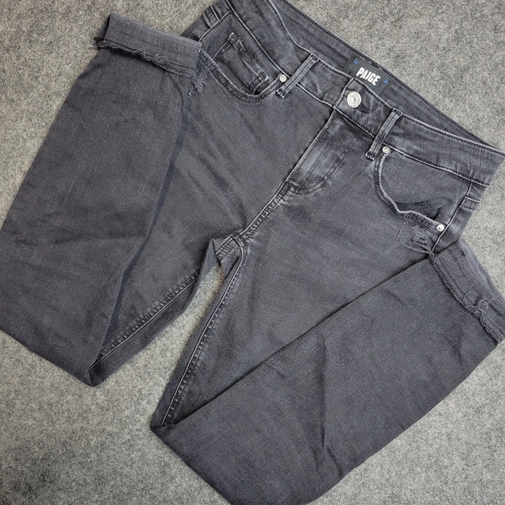 Paige Jeans Womens 26 Gray Denim Distressed Stretch Cuffed Verdugo Ankle Grunge